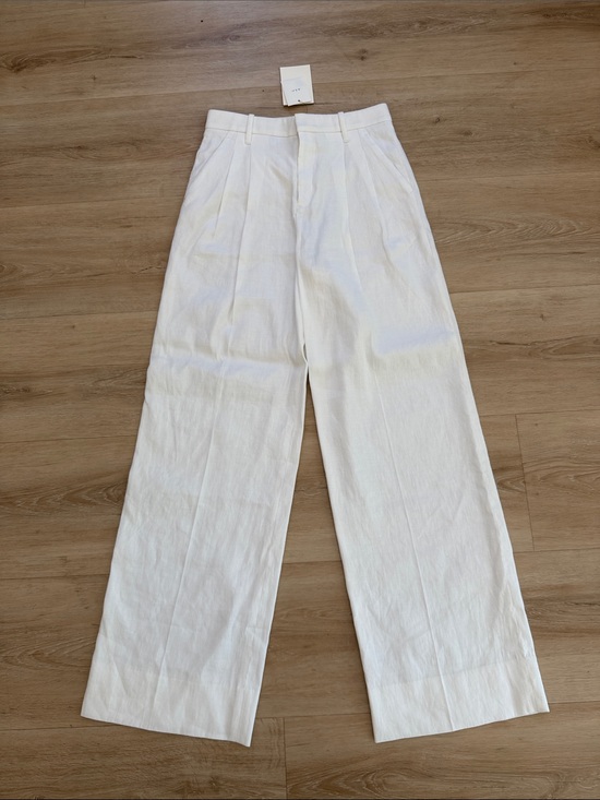 A.L.C. Pants - A.L.C. White Wide-Leg Pleated Chinos